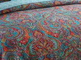 Blue Teal Boho Print Bedspread Quilt Set Pillowcases V745-MAC060758Q13UU