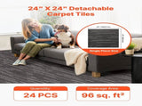 Carpet Tiles Reusable 610x610 mm, 24 PCS Modular Carpet Square Rug, Commercial Floor Soft Padded for V952-KCXFKDT2424I3DI15001V0