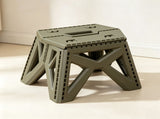 Portable Folding Plastic Stool 28x32x23cm Deep Olive Green,Handheld Lightweight Seat for Camping V1221-XM-LB5255-ZS168