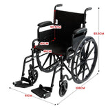 Orthonica 24in Foldable Steel Wheelchair in Black Steel Frame Heavy-Duty Disability Aid WCR-MAS-025-BK