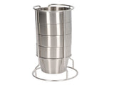 Stainless Steel Camping Cup Set of 4 Double Layer Coffee Mugs with Stand Holder Stackable Outdoor V1294-YM3118220254711-0421