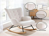Artiss Rocking Armchair Nursing Chair Boucle Fabric White UPHO-B-ROCK02-LIN-WH