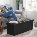 SONGMICS 110cm Folding Storage Ottoman Bench with Flipping Lid Footrest Black V227-8498402106991