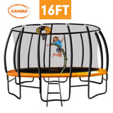 Kahuna Trampoline 16 ft with Basketball Set - Orange TRA-KAH-16-OR-BB