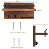 7-Hook Wall Mounted Wooden Key Holder with Storage Tray, 30 cm, for Hallway Corridor Bedroom & V1188-MS-325-0190