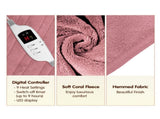 Laura Hill Electric Heated Blanket Throw Soft Coral Fleece w/ 9 Heat Settings - Pink THRG-KH-PK