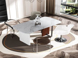 Upscale Marble Dining Table 4-6 Seat Rectangle Kitchen Table Robust Table Bases V767-JJ-XZ1438-BLB-B