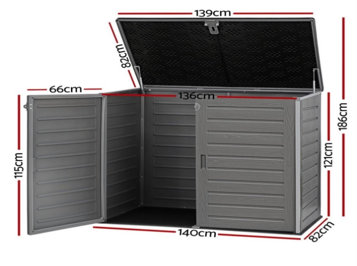 Gardeon Outdoor Storage Box 1170L Container Lockable Cabinet Tool ...