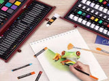 Black 175-Piece Deluxe Art Set with 2 Drawing Boards, Wax Crayons, Acrylic Paints, Colored Pencils, V1106-MSHB175003