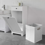 White Bathroom Cabinet with Laundry Basket and Drawer V178-85024