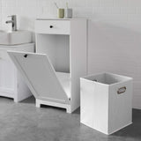 White Bathroom Cabinet with Laundry Basket and Drawer V178-85024