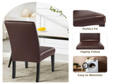 Waterproof PU Leather Dining Chair Covers Set of 4, Stretch Oilproof Chair Slipcovers Removable V1192-AZ-W-6530
