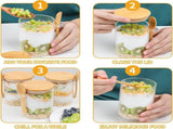 4-pack overnight oats with wooden lids and spoons, 473 ml overnight oats jars, glass food V1259-DP01-BO-290