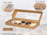 50pcs 12x5x1.5Inches Brown Cookies. with Window Bakery Chocolate Truffle Macaron V1258-DP02-C-2987
