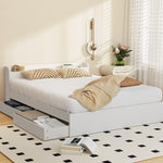 Artiss Bed Frame Queen Size Mattress Base wtih Charging Ports 2 Storage Drawers WBED-AURA-Q-WH-ABC