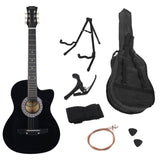Karrera 38in Pro Cutaway Acoustic Guitar with Carry Bag - Black CC38-PRO-BK