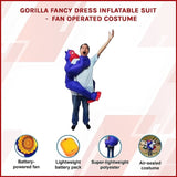 GORILLA Fancy Dress Inflatable Suit -Fan Operated Costume V63-784335