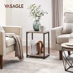 VASAGLE End Tables Set of 2 with Storage Shelf Steel Frame Greige and Black V227-9101402109730