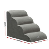 i.Pet Dog Ramp Steps Foam 4 Tier Pet Stairs For Bed Sofa Car Portable Indoor FDR-D-FOAM-4T-GR