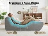 Artiss Chaise Lounge Chair Ergonomic S-Curve Floor Lounger Boneless Lounge Chairs Grey FLOOR-CHAISE-FOAM-DAGY