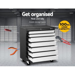 Giantz 7 Drawer Tool Box Cabinet Chest Trolley Storage Garage Toolbox Grey TB-7DR-RL-BKGY