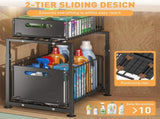 CARLA HOME 2-Tier Under Sink Organizer with Sliding Drawers & Height Adjustable for Kitchen Bathroom V178-36395