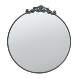 Baroque Black Round Wall Mirror 100x98cm V637-20968