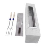 Tabletop Fire Pit Rectangle Concrete Grey Stainless Steel Liner with Lid Sticks Small Portable V1294-YM0901-3111230275111
