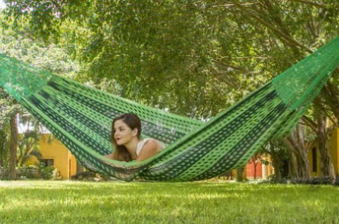 Outdoor undercover cotton Mayan Legacy hammock Family size Jardin V97-TJJARDIN