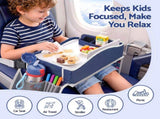 Keezi Kids Travel Tray Car Seat Lap Desk Portable Car Desk Organiser for Car & Airplane Blue KTT-44-BL