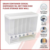 Grain Container Cereal Dispenser 10L Dry Food Rice Flour Storage Box Wall V63-837351