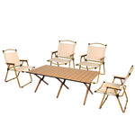 Levede Folding Camping Table Chair Set Oak OD1049