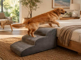 Orthopedic Foam Pet Stairs with Washable Cover Safe 2, 3, & 4 Tier Dog Ramp for Bed & Couch V1341-ZY-UK8L3UKJ-GREY-2TIER