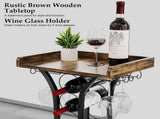 14-Bottle Floor Standing Wine Rack with 4 Glass Hanging Holder and Wooden Table Top Heavy Duty V888-ELOSUNG52748