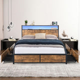 Levede Double Bed Frame RGB LED 4 Drawers USB BF1058-D
