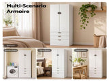 Artiss Wardrobe Cabinet Bedroom Clothes Storage Organiser Cupboard 3 Drawers Shelf Hanging Rod FUR-V-WR02-WH-AB