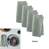Vintage Design Homewares Set of 4 Washed Linen Cotton Square Napkins Green 50cm x 50cm V442-HIN-MISC-SETOF4LCOTTONNAPKINS-GREEN-SQ