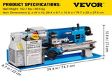Metal Lathe 7'' x 14'', Mini Metal Lathe 0-2500 RPM Variable Speed,Mini Lathe with 4" 3-jaw V952-0618WXCC000000001V3