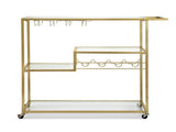 Artiss Bar Cart Drink Trolley Serving Cocktail Wine Rack Glass Holder 102cm Gold FUR-Z-BC-GLASS-100