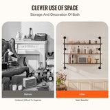 VEVOR Industrial Pipe Shelf 3 Tier 48x9.84in Wall-Mount for Kitchen Bedroom V952-JSGZWJYGHMBHJ0DEQV0