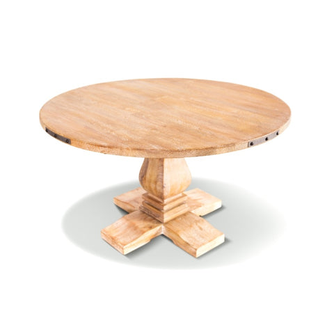 Gloriosa Round Dining Table 135cm Pedestal Solid Mango Timber Wood - Honey Wash V315-WOUT-001-HW