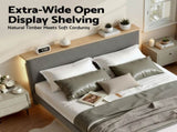 Artiss Double Bed Frame Upholstered Adjustable Headboard Mood Lighting Heavy Duty Grey Velvet BFRAME-H-ROYCE-D-GY-AB