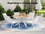 Gardeon 7PCS Outdoor Dining Set Table and Chairs Patio Garden Furniture Steel FF-DIN-STA-7SET-WH