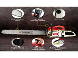Giantz Chainsaw Petrol 62CC 20" Bar Commercial E-Start Pruning Chain Saw Spark Plug CSAW-SXTO-20-RDWH-2C
