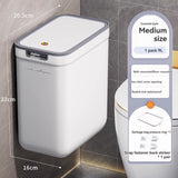 Wall Mounted Trash Bin Press Top Trash Bin Large Capacity Bin Bathroom Bin - White - Size large V1106-121-79989-WHT-LARGE
