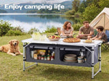 Weisshorn Camping Table Adjustable Storage Cabinet Aluminum MDF 120cm Grey XFEL-TABLE-ALUM-120-SS