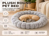 Grey 50cm with Heart-patterned jacquard Plush Round Pet Bed - Soft Donut Cat Bed, Warm Winter Dog V888-ELOSUNG53834