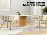 1 Set of 4 Artiss Dining Chairs Velvet Armchair Beige UPHO-C-DIN-01-VEL-BGX4
