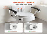 Raised Toilet Seat with Arms, 136.1 kg Load Capacity, 3-Level Adjustable Height, Widened Commode V952-FSSFSJGMTZDDNO6QU001V0