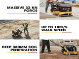 BAUMR-AG 125kg 450x630mm 7HP Plate Compactor, 32kN Vibratory Compaction, Wheel Kit, Protective Paver V219-TOLPLCBM8C5A